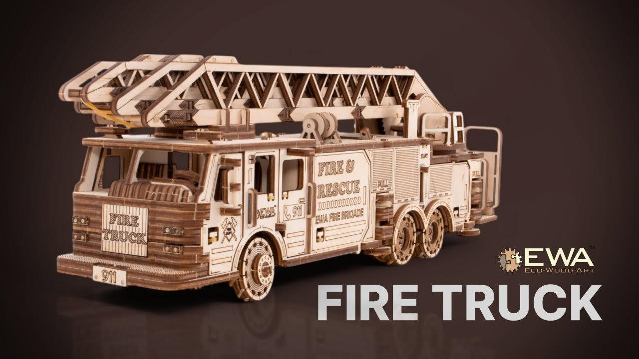 Eco-Wood-Art Construction kit Fire engine