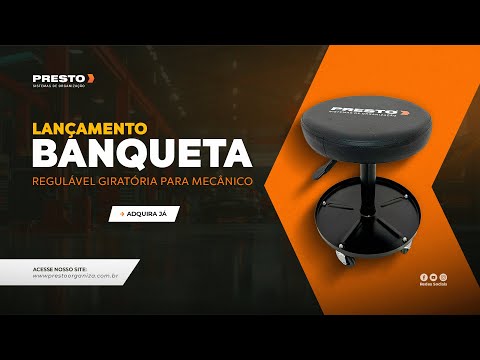 Banqueta Regulável Giratória para Mecânico 130 Kg PRESTO-96083 - Vídeo