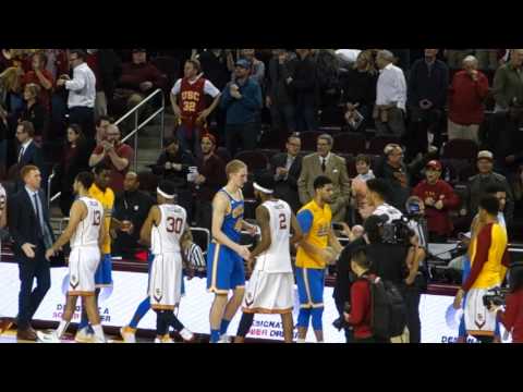The USC Men's Basketball Team Celebrates its Victory over UCLA