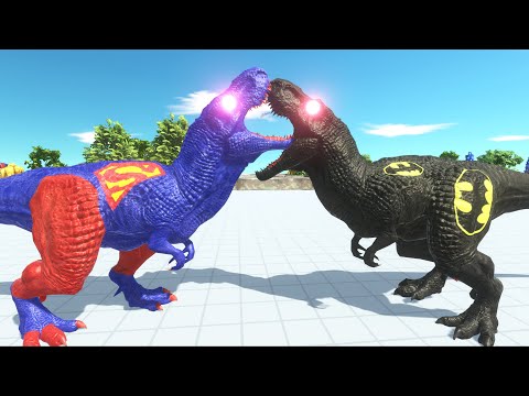 Batman T-REX vs Superman T-REX Deathrun - Animal Revolt Battle Simulator
