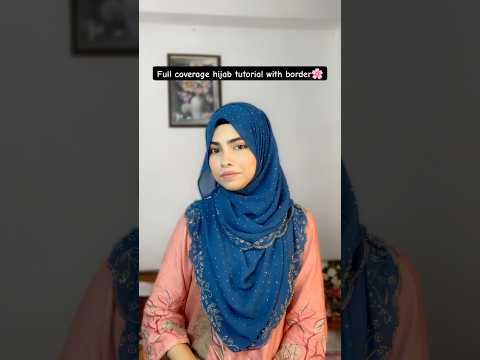 full coverage hijab tutorial with border | full coverage hijab style | new hijab style #shorts