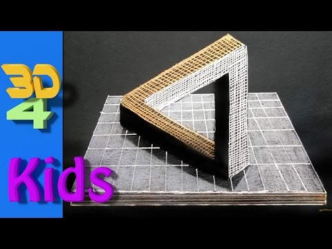 easy 3D drawing! draw Impossible Triangle step by step for kids