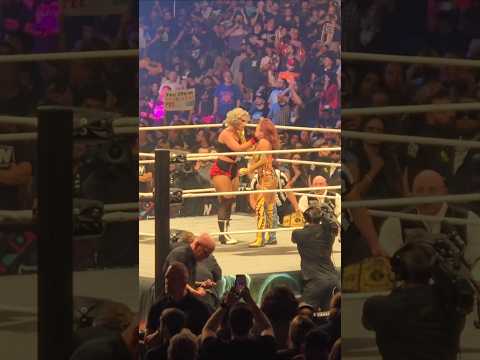 Toni Storm and Mina Shirakawa kiss after their match at AEW Double or Nothing