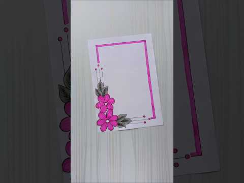 6 easy border/Pink Flower Border Design | Stylish Project Frame/Priyanka Gunwal/assignment #shorts