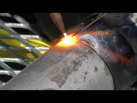 How to gas weld exhaust pipe and muffler