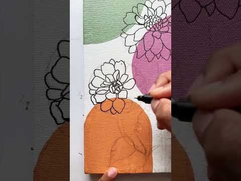 Dahlia Botanical line Art created on @skyhawkarts canvas