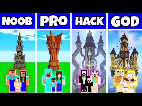 JohnBoy - Minecraft - Minecraft: FAMILY WIZARD TOWER BUILD CHALLENGE - NOOB VS PRO VS HACKER VS GOD in Minecraft
