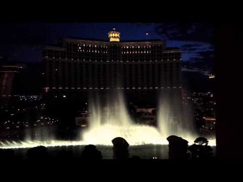Bellagio Fountains from the Eiffel Tower Restaurant (Vegas)