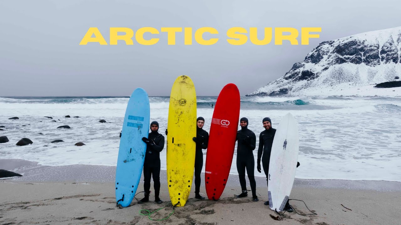 Travelers experience arctic surfing in Unstad.