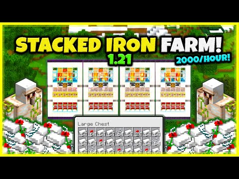 BEST IRON FARM EVER! (2000/HOUR!) In Minecraft Bedrock 1.21