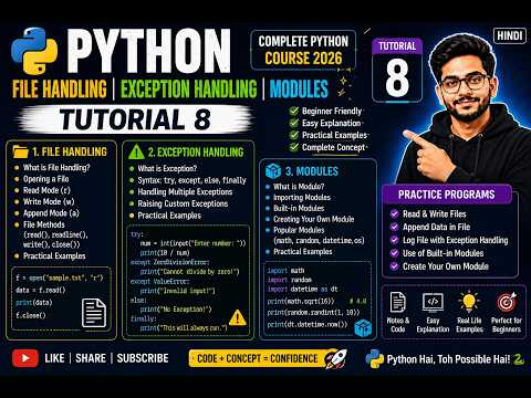 Python File Handling Exception Handling Modules Tutorial 8