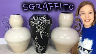 Sgraffito Vase Final Product | Set of 3 Two Foot Tall Vessels | PART TWO