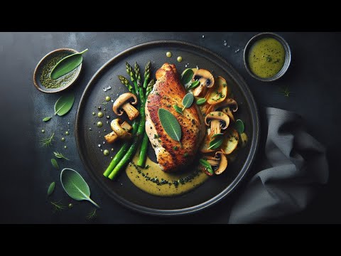 Crispy Chicken Perfection: Mushroom Puree & Sage Sauce