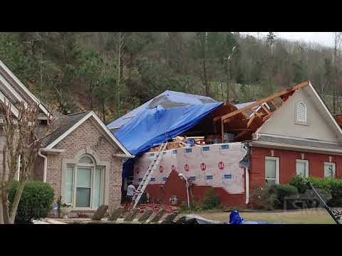 03-27-2021 Birmingham, AL - Tornado Damage Footage in Eagle Point Subdivision 4K