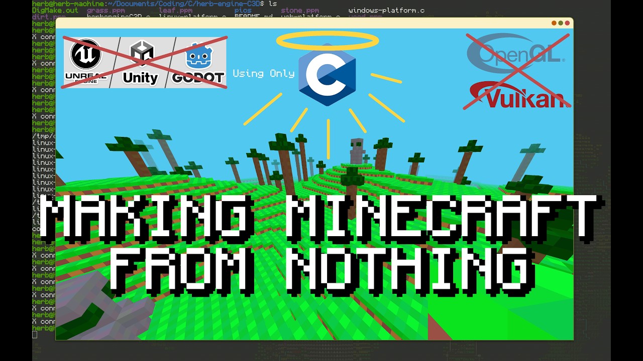 My 54kb minecraft clone made without a graphics library