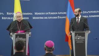 ՀՀ ԱԳ նախարար Արարատ Միրզոյանի խոսքը Սուրբ Աթոռի փոխպետքարտուղար Էդգար Պենյա Պառայի հետ մամուլի համար համատեղ հայտարարության ժամանակ