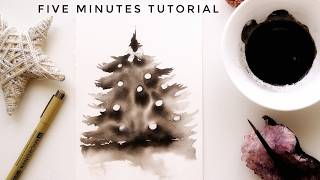Painting a CHRISTMAS TREE with Watercolor Ink is Easier Than You Think!