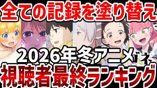 【視聴者ランキング】2026年冬アニメ視聴者最終ランキング結果発表【ランキング】