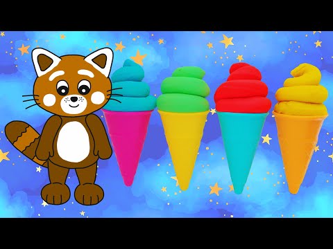 Pukkins mixar roliga glassar - Lek och lär dig färger - Lek med oss barnprogram