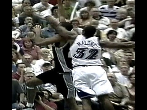 Karl Malone Whacks Tim Duncan (1998 NBA Playoffs)