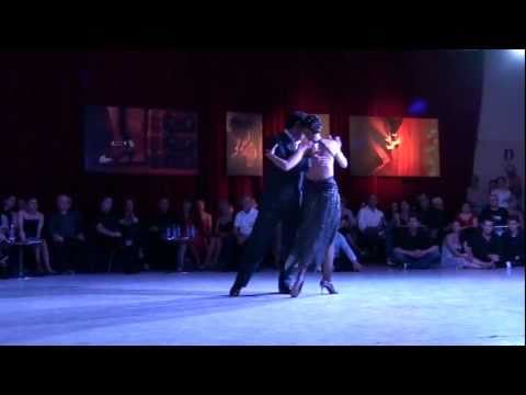  Fabian Peralta  and  Lorena Ermocida  are  dancing  to  the  tango  "  Nochero Soy  "