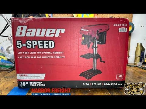 BAUER DRILL PRESS TEST AND REVIEW + SETUP  ( 10" 5 SPEED )