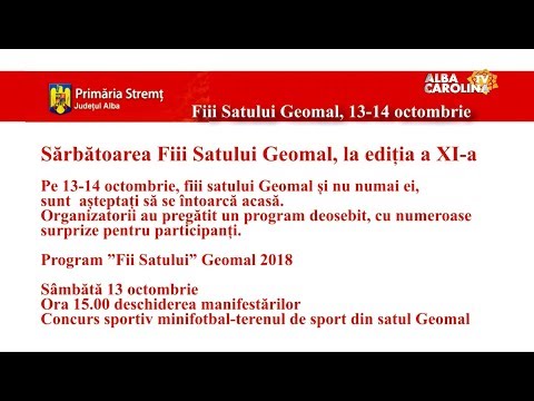 Fiii Satului Geomal, Comuna Stremț, Județul Alba,  13 - 14 octombrie 2018
