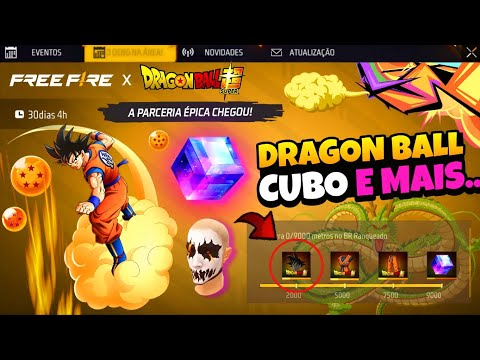 SAIUU!! DRAGON BALL ESSE ANO, CUBO GRÁTIS E MANÍACO DO GOLPE NO FREE FIRE