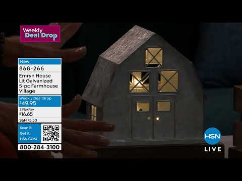 Emryn House Lit Galvanized 5piece Farmhouse Village