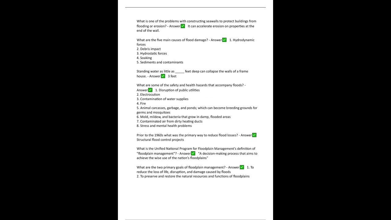 Certified Floodplain Manager CFM 2024  435 Actual Questions and Answers 100% Verified