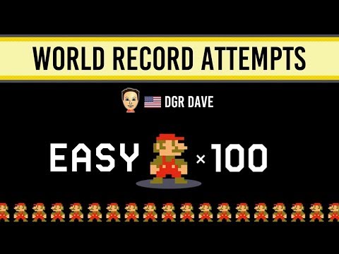 Super Mario Maker | 100 Mario Challenge World Record Attempts (Easy)