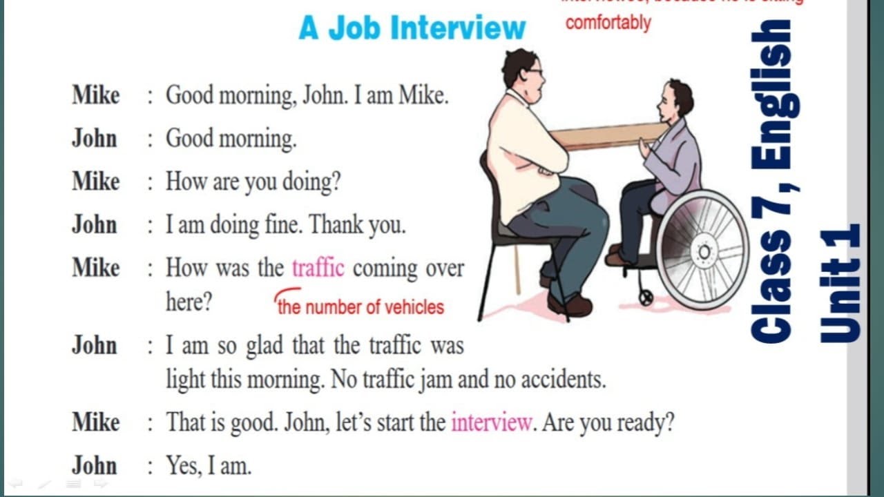 class 7 English unit 1 with all exercise//Grade  7 | English | Unit 1 | A Job interview