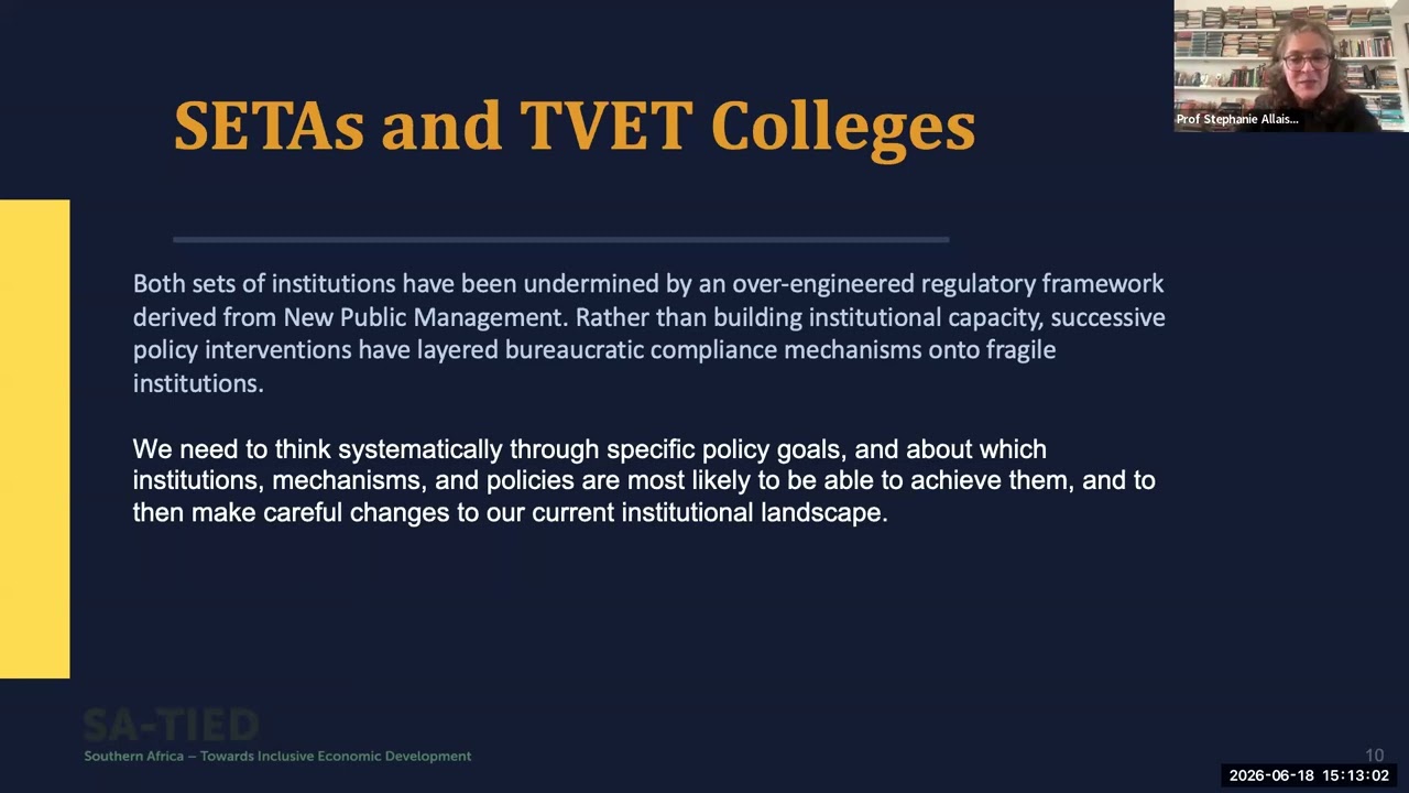 SA-TIED Seminar Series: Beyond compliance: rebuilding South Africa’s skills development institutions