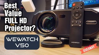 WEWATCH V50 Portable Native 1080P Projector Unboxing and Review plus GIVEAWAY!!