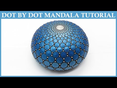 EASY DIY - How to Mandala Dot Painting Art - Perl Blue -  Tutorial Guide Dotting Acrylic Paint