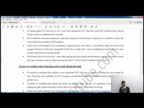 ACCA P6 UK | Inheritance Tax (4) AccountancyTube.com