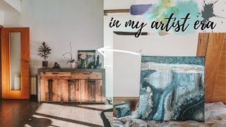 trying abstract painting for the first time to make art for my NEW HOUSE // new hobby unlocked