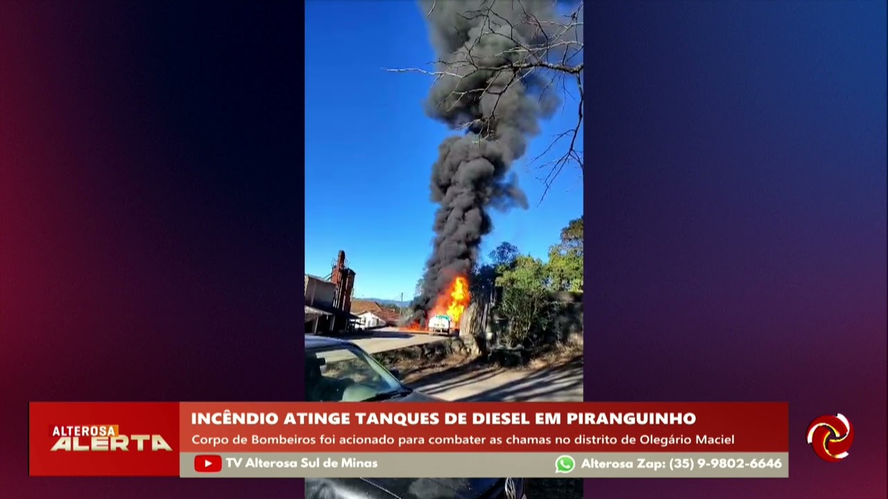 Fogo atinge dois tanques de armazenamento de óleo diesel em Piranguinho