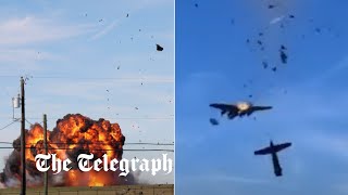 Moment two planes collide mid-air during Dallas air show