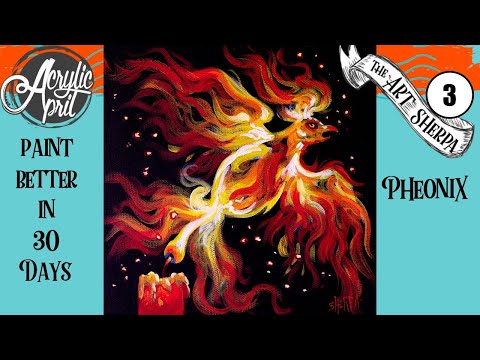 Easy Daily Painting of a Phoenix Step by Step Acrylic Tutorials Day #3 #AcrylicApril2020