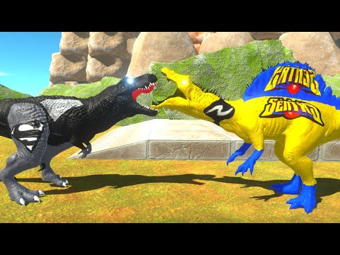 BLACK SUPERMAN T-REX DEATH FALL - Animal Revolt Battle Simulator