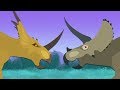 Dinosaurs cartoons battles: Triceratops vs Styracosaurus | DinoMania