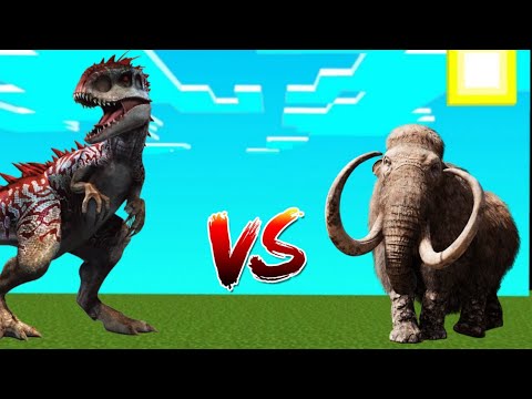 Indominus Rex vs Woolly Mammoth Minecraft PE Video