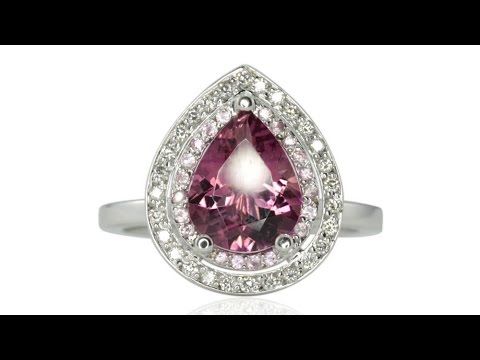 Tourmaline Engagement Ring with Pink Sapphire and Diamond Halo LS4417