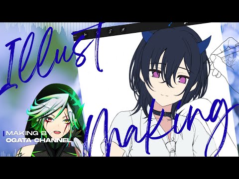 【お絵描き配信】 傘をさす構図線画～塗りの工程をご紹介 ぶいすぽっ！一ノ瀬うるはさんファンアート