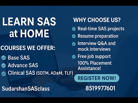 Clinical SAS Demo for Beginners | Real-Time Projects | SDTM, ADaM & TLF Explained