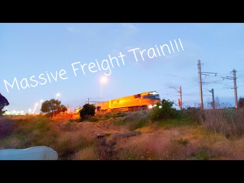 12,000 Horsepower - Massive Container and Steel Train at Laverton