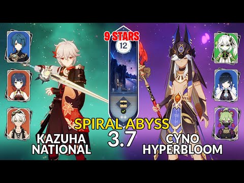 New 3.7 Spiral Abyss│Kazuha National & Cyno Hyperbloom |Floor 12 - 9 Stars| Genshin Impact