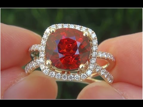 GIA Certified Natural VVS Spessartine Garnet Diamond 14k Yellow Gold Estate Ring - C806