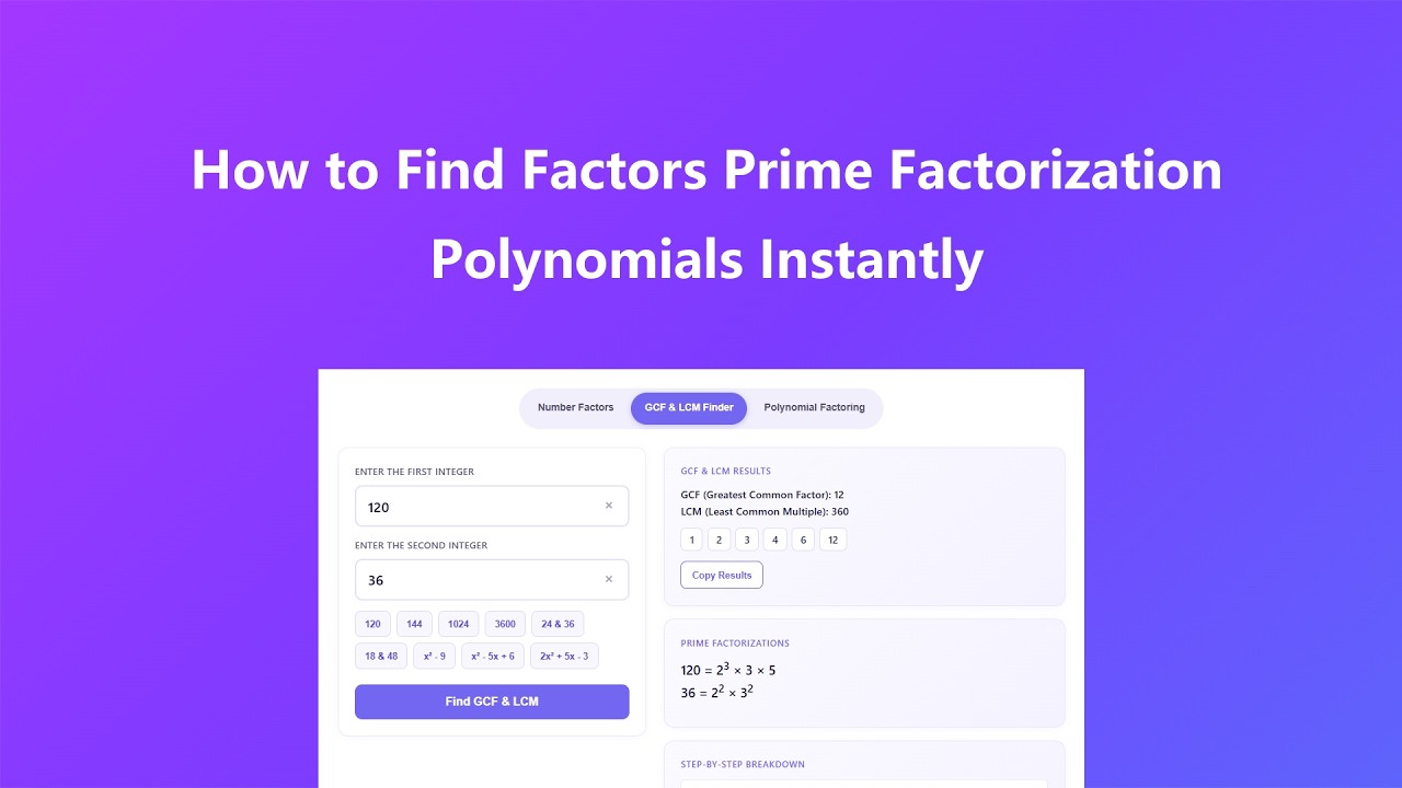 How to use Factor Calculator - Video Tutorial